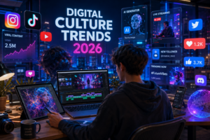 digital culture trends with AI creators and social media lifestyle