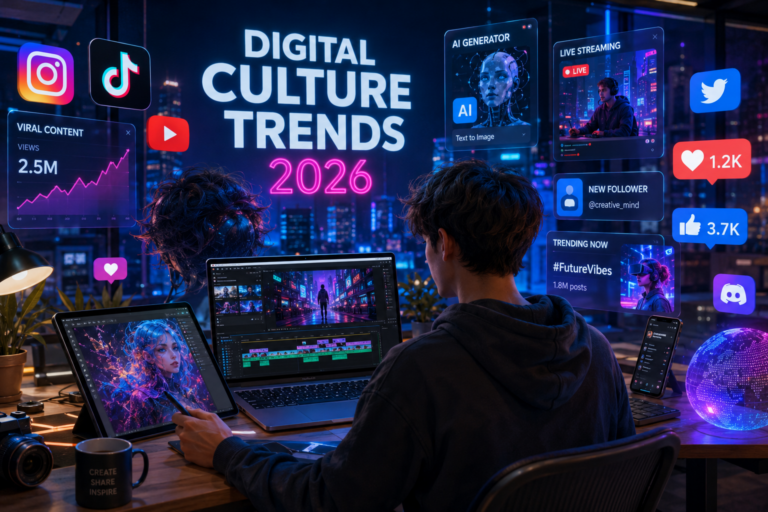 digital culture trends with AI creators and social media lifestyle